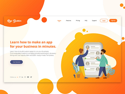 App Builder Landing Page app app builder landing page orange sambhav jain shapes