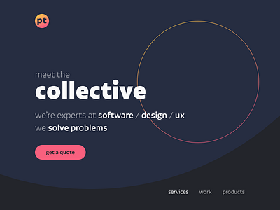 Hero Design for PT Studio branding circle gradient hero landing page parallax sketch svg typography vuejs