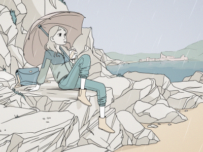 Sea, sand and rain animation illustration nature rain