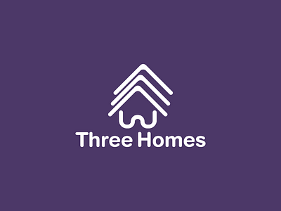 Three Homes Logo branding design home icon identity logo three