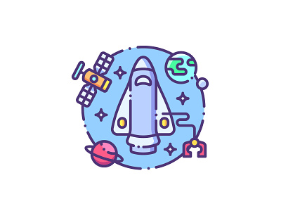 Space Exploration earth icon illustration outline planet rocket satellite space space ship tech ui ux