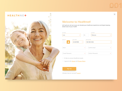 DailyUI001 001 dailyui design form health sign up ui ux web