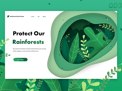 DailyUI003 003 dailyui depth design flat forest green illustration landing page layer leaf leaves ui ux web