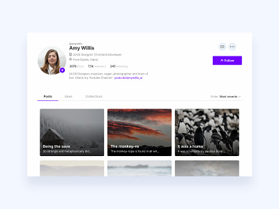 Profile - Daily UI #006 app daily ui followers person posts profile ui ux web