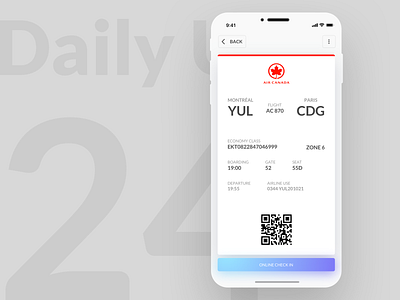 Daily UI #024 - Boarding Pass apple boardingpass check daily 100 daily ui daily ui 24 design dribbble iphone xs online checkin sketch ui ui design user interface ux ux design