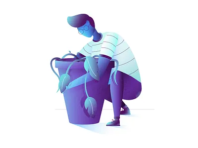 Plant Lovers character character illustration colour glasses gradients grain hipster illustration illustrator man plant vector