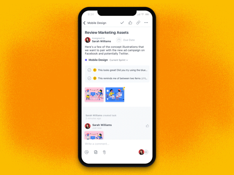 Asana Proofing – Add Actionable Feedback annotation cards collaboration designers drawer feedback image gallery ios marketing mobile app mobile design swipe task uidesign