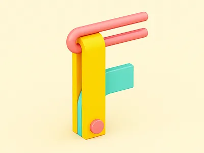 F 36 days of type 3d abstract c4d candy color design fun isometric letter plastic