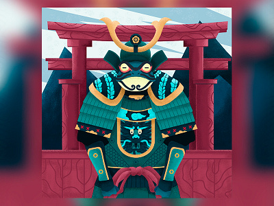 Samurai character colors desert design flat frog illustration illustrator japan kaeru samurai ukiyoe vector