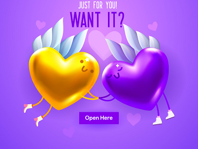 Valentine's Day email newsletter card cartoon cute heart heart illustration kawaii purple valentine valentine day vector