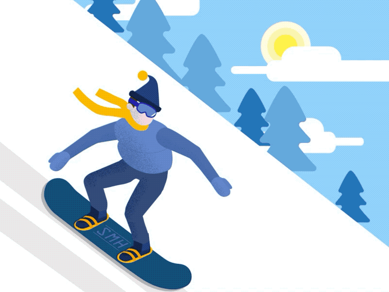 On The Slope animation 2d animation art design illustration motion design nature rigging snow snowboard