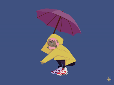 Raingurl after affects airjordan design gif illustration jordan6 motion motion graphics motiongraphics rain raincoat umbrella vector