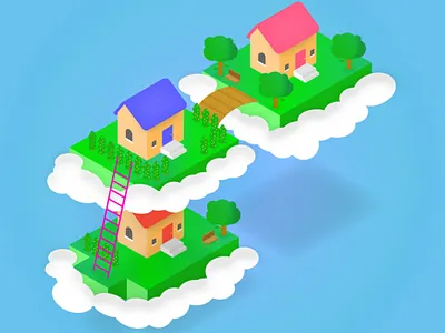 Isometric Houses isometric design vector web