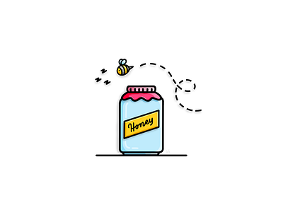 Oh honey.. artwork buzz cute flat flat icon geometric glass graphic honey honey bee icon illustration line art line work mason jar monoline outline procreate shapes vector