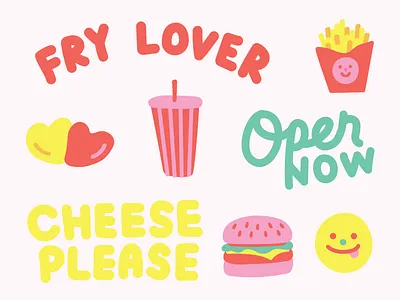 borger burger fast food fries fry lover illustration vector