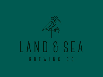 Land & Sea Brewing Co. art decor beer branding brewery brewing caribou creative heron illustration laura prpich logo minimal monoline vector