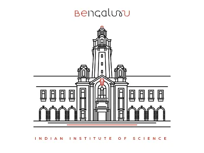 Indian Institute of Science, Bangalore bangalore bengaluru flat illustration illustrator line art logo poster vector