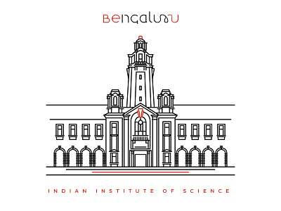 Indian Institute of Science, Bangalore bangalore bengaluru flat illustration illustrator line art logo poster vector