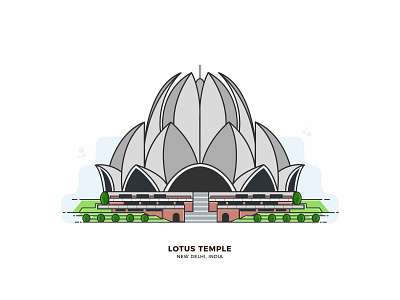 Lotus Temple flat design illustration lotus temple ui