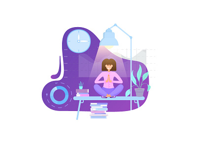 Office Yoga character concept graphic design illustration office yoga vector art