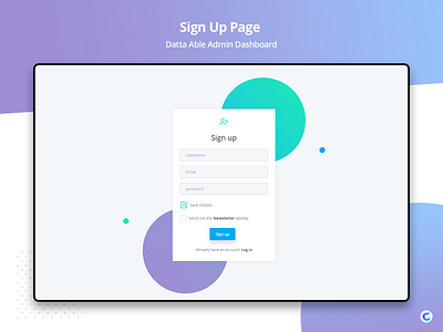 Freebie - Sign Up Page Datta Able Admin Template admin dashboard bootstrap 4 branding free sass ui