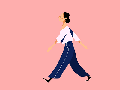 Walk 2d art character clean creative design drawing flat girl graphic graphic design illustraion illustrator ipad minimal simple web