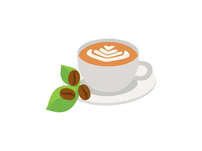 A cup of Coffee art bean beans coffee cup design flat illustration latte leaves mug roasted