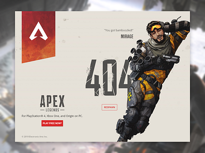 Daily UI Challenge #008 - 404 Page 404 404 error 404 error page 404 page apex apex legends daily 100 daily 100 challenge design ui ui 100 ui 100day ui ux design ux