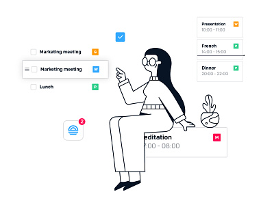 Dawn Illustration app calendar character corporate design illustration ios todo vector web