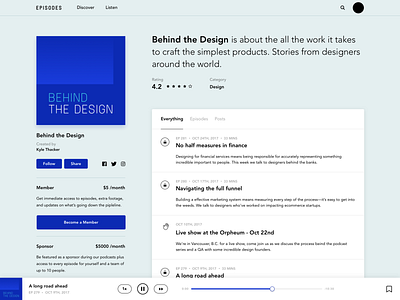Episodes membership network podcast podcasting product ui