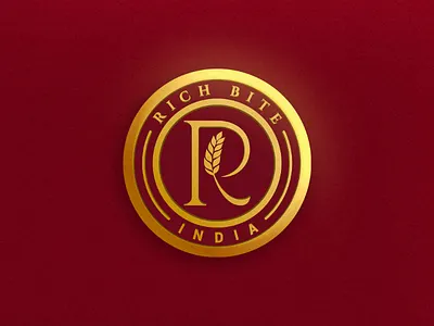 R + Wheat Logo for Rich Bite India brand brand identity branding elegant food gold lettermark logo logodesign red royal wheat