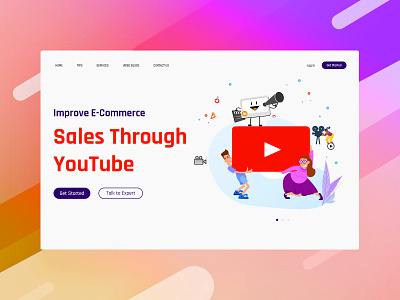 Youtube Marketing design flat icon illustration landing page ui ui design ui ux design ux vector website