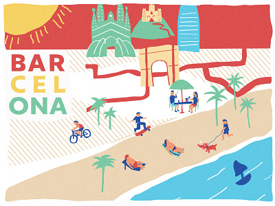 BARCELONA barcelona illustration landscape minimal seaside vector