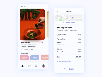 Food Delivery App app bill clean design food map minimal order restaurant sdh ui white