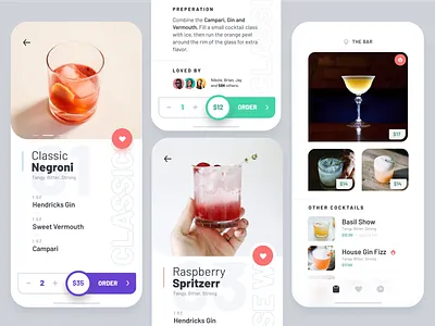 Sobr / Bar Catalogue bar cocktail drinks ios list negroni order ui ux