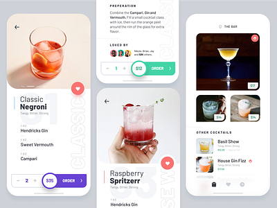 Sobr / Bar Catalogue bar cocktail drinks ios list negroni order ui ux
