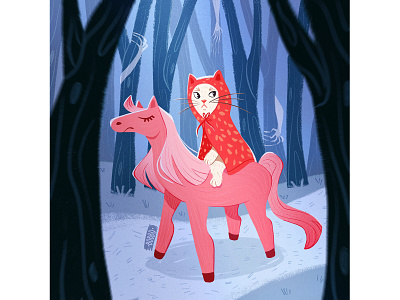 Into The Woods cat character character design digital art digital drawing digital illustration drawing forest animals horse illustration procreate scary spooky