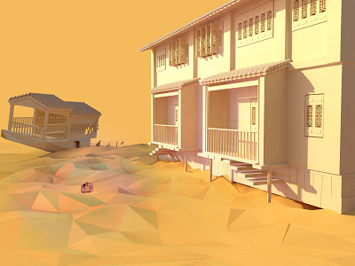 ancient town 3d c4d design design art lowpoly old town ui