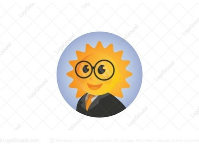 Happy Sun logo for sale business cute glasses graduate happy mascot sky suit sun