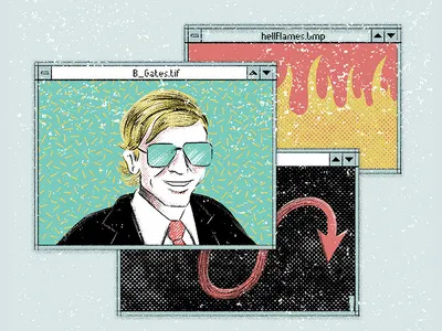 Windows - Bill Gates bill gates evil illustration macosx magazine press print steve jobs vector windows yorokobu