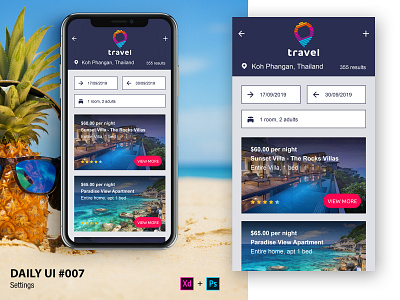 Daily UI 007 User Settings adobexd app dailyui dailyuichallange filtering filters settings travel ui ux design user settings ux