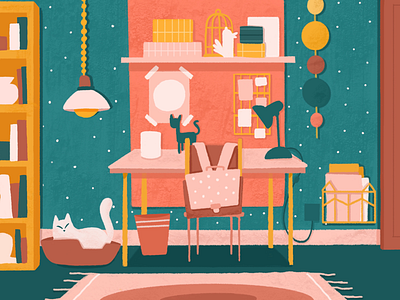 Pink room digitalart graphicdesign illustration