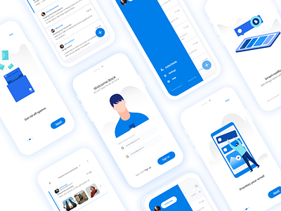 Chaterr.io App UI app branding buzz color design favourite flat icon illustration like logo minimal onboarding flow share social ui ux vector web