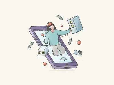 Phone Illus Dribble 02 avatar branding design doodle flat graphic illustration logo minimal typography