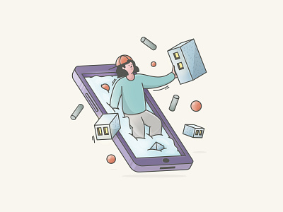 Phone Illus Dribble 02 avatar branding design doodle flat graphic illustration logo minimal typography