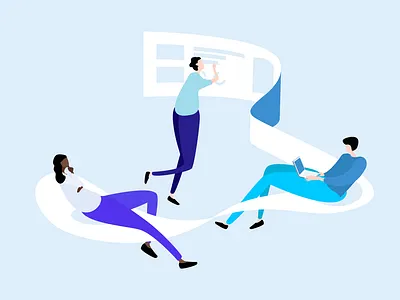 Design Thinking blue clean flat floating illustration light think