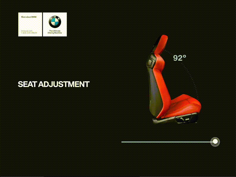 Adjusting the seat ajust app bmw car card dark design home inspire mobile seat site slide slider ui ui ux ux