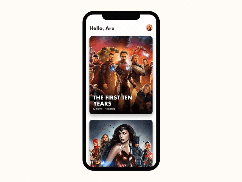 cinema ticket app app app animation card design illustration marvel motion principle ui