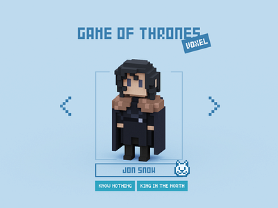 Jon Snow design game of thrones illustration isometric jon jon snow magicavoxel ui voxel voxelart