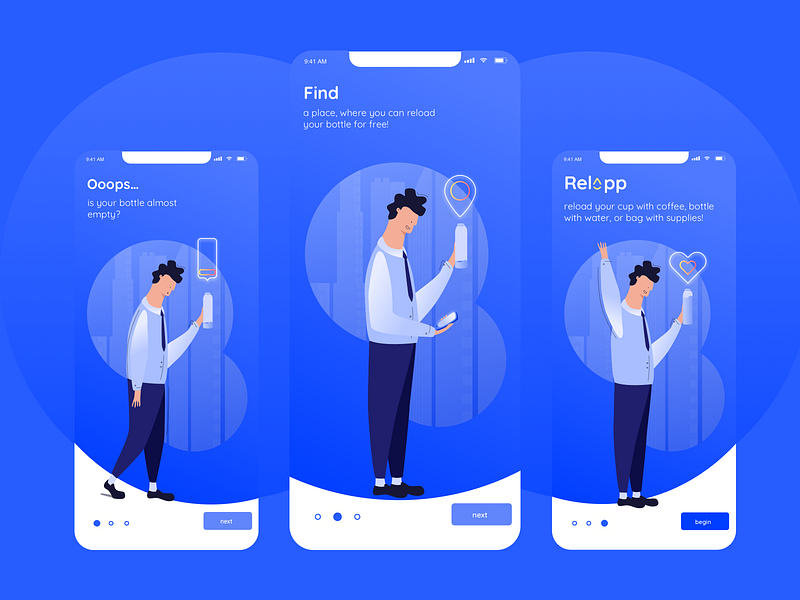 RelApp app application blue character city design eco ecology illustration illustrator man zero waste